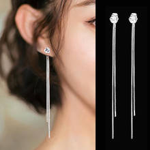 Pendientes largos con borla de cristal para mujer, aretes colgantes de boda, cadena de serpiente Simple, joyería de moda, regalos, novedad de 2020 2024 - compra barato