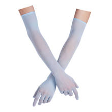 Elegant Women Girls Transparent Ultra-thin Long Gloves Summer Driving Cycling Anti-UV Stretchy Full Finger Mesh Gloves Mittens 2024 - buy cheap