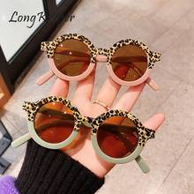 LongKeeper-gafas de sol redondas para niños y niñas, lentes de sol con estampado de leopardo, Estilo Vintage, UV400 2024 - compra barato