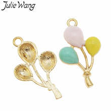 Juta wang colar de pingente de balões coloridos, 6 peças de esmalte, liga de ouro, pulseira, brincos, acessório de fabricação de joias 2024 - compre barato