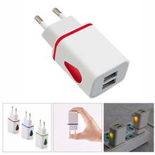 USB Charger Adapter Dual Port EU US 5V 2A Travel Wall Adapter LED Light Mobile Phone USB Charger 5V For iphone Samsung Xiaomi 2024 - buy cheap