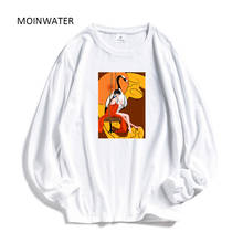 MOINWATER 2021 New Women Casual Long Sleeve Tees Lady Fashion White Black 100% Cotton T shirts Female Classic Print Tops MLT2101 2024 - buy cheap