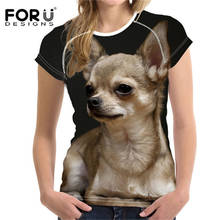 FORUDESIGNS 2019 Tops Tees Women T-shirt Golden Retriever Print Sleeve Tshirt 3D Novelty Female t Shirts Feminine T-shirts 2024 - buy cheap