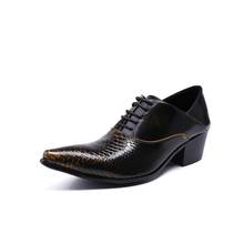 Zapatos de tacón alto para hombre, calzado Oxford de cuero genuino, con cordones, para negocios, ocio, fiesta, elevador, talla 37-46 2024 - compra barato