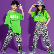 Crianças hip hop roupas gráfico t camisa de grandes dimensões colheita topo streetwear harajuku jogger calças para meninas menino dança traje roupas 2024 - compre barato