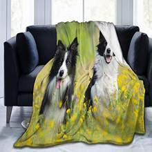 Border Collie Dog Flannel Fleece Throw Blanket Living Room Bedroom Sofa Couch Warm Soft Bed Blanket for Kids Adults All Season 2024 - buy cheap