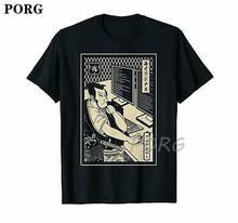 Programador Samurai Warrior como programador de ordenador, camiseta negra divertida de los 90, ropa de calle Ullzang, camisetas gráficas 2024 - compra barato