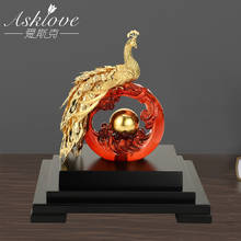 Asklove Gold Phoenix Ornament 3D peacock Statue 24K Gold Foil Decoration Miniature Figurines Desktop Crafts Home Decor Gifts 2024 - buy cheap