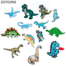 ZOTOONE-Parches para planchar para chaquetas, bordado de dinosaurio de dibujos animados, apliques de Estegosaurio de transferencia de calor DIY, coser insignias de animales D 2024 - compra barato