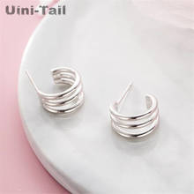 Uini-Tail hot new 925 sterling silver simple circle three ring earrings fashion tide flow trend hypoallergenic ear jewelry ED367 2024 - buy cheap