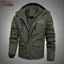 Jaqueta militar grossa masculina, parka quente e grossa de lã para homens, casual e à prova de vento, casacos bomber militares 2024 - compre barato