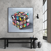 Cubo mágico de pintura de arte grafite, posteres e impressões, arte de parede, cubo de rubik, imagem para sala de estar, decoração de casa 2024 - compre barato