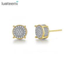 LUOTEEMI Three Color Round Stud Earrings for Women Girls Wedding Dating Micro AAA Clear/Black Cubic Zircon Fashion Jewelry Gift 2024 - buy cheap