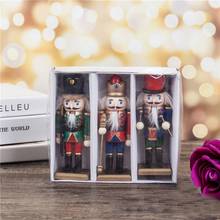3pcs 12CM Wood Nutcracker Lucky Christmas Nutcracker Decorations Ornaments Drawing Walnuts Soldiers Band Dolls Figurines 2024 - buy cheap