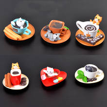 Brinquedos de gato e café 2 peças, decorações de jardim das fadas em miniatura da moda 2024 - compre barato