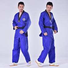 Blue Taekwondo Uniform Colors Unisex Coach Suit Men Black Yellow Belt Karate Judo Dobok Women WTF Clothes Long Sleeve Kids TKD 2024 - buy cheap