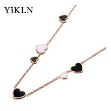YiKLN New Stainless Steel White/Black Glaze Love Heart Choker Necklaces For Women Girls Office Charm Pendant Necklace YN19220 2024 - buy cheap