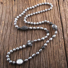 RH-collar de cuentas de perlas para mujer, joyería Bohemia de moda, anudada, hecha a mano, pavimentada, para agua dulce 2024 - compra barato