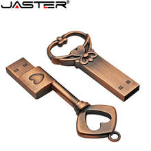 JASTER Copper love heart shaped key usb flash drive pendrive pen drive 4gb 16gb 32gb 64gb metal keys memory Stick wedding gift 2024 - buy cheap