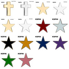 Metal emblema lapela pinos broche cruz estrela dourada vermelho branco preto amarelo azul roxo verde rosa 2024 - compre barato