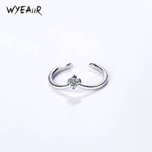 WYEAIIR Fashion Cube Zircon Literary Minimalist Cute Sweet Silver Color Female Resizable Opening Rings 2024 - buy cheap