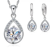 Elegant Fashion Jewelry Sets Pure 925 Sterling Silver White Gold Top Quality Earrings Necklace Set For Women Wedding Dress SET 2024 - buy cheap