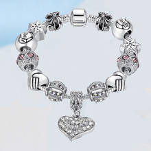 Szelam prata coração & floco de neve pulseiras & pulseiras para mulher cristal único pulseira encantos dia dos namorados pulseira sbr190316 2024 - compre barato