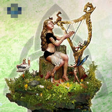 1/24 Resin Model figure GK Beltane Girl playing the harp Fantasy theme Unassembled and unpainted kit 2024 - buy cheap