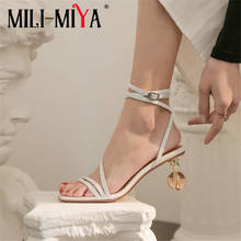 MILI-MIYA New Design Women Sandals Full Leather Buckle Strap Square Toe Strange Heels Ankle Wrap Dress Party Summer Shoes 2024 - buy cheap