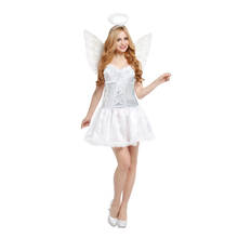 Fantasia adulto feminina de pureza branca, cosplay de anjo, fantasia, dia das bruxas, carnaval, vestido de festa 2024 - compre barato