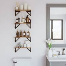 Triângulo de metal canto de madeira decorativo rack estante cozinha do banheiro sala estar prateleira madeira vaso flor item doméstico cozinha 2024 - compre barato