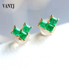 VANTJ Genuine Natural Emerald Stud Earring Sterling 14k Yellow Gold Sparking Fine Jewelry for Women Lady Party Wedding Gift 2024 - buy cheap