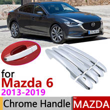 Manija de puerta cromada de lujo para Mazda 6 Atenza GJ GL 2013 ~ 2019, accesorios de coche, pegatinas, juego de molduras 2014 2015 2016 2017 2024 - compra barato
