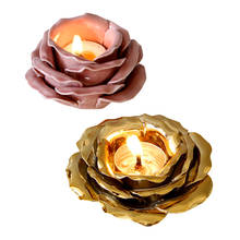 Creative Refined Petal-shaped Water Lily Ceramic Candle Holder Golden Pink Yellow Candle Holder Candle Cup Home Decoration 2024 - buy cheap