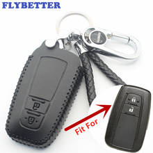 FLYBETTER Genuine Leather 2Button Keyless Entry Smart Remote Key Case Cover For Toyota C-HR/2017 Prius/Land Cruiser/Prado L62 2024 - buy cheap