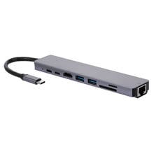 8IN1 USBC HUB USB HUB Multi-function Laptop Docking Station Converter Type-C to PD+USB*2+HDTV+Type-C+SD+TF+RJ45 87W Adapter 2024 - купить недорого