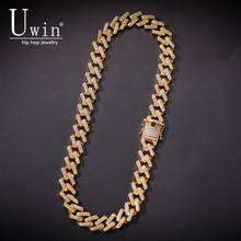 Uwin 14mm Prong Cuban Link  Iced Cubic Zirconia Necklaces Hiphop Chain Jewelry For Men Drop Shipping 2024 - buy cheap