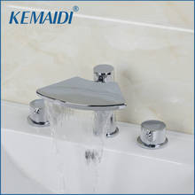 KEMAIDI Bathroom 3 Pcs Faucet Set Deck Mounted 2 Handles Waterfall Bathroom Bathtub Basin Sink Mixer Tap Faucet Chrome 2024 - buy cheap