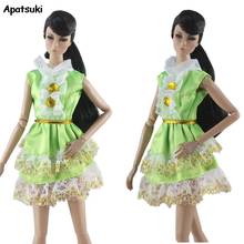 Roupas de boneca fashion com renda verde, vestido de boneca para barbie, roupa de boneca para casa de bonecas, acessórios de brinquedo infantil 1/6 2024 - compre barato