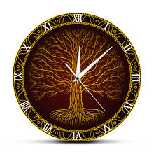 Nordic Sacred Symbol Druidic Yggdrasil Tree Wall Clock Tree Of Life Viking Mystic Amulet Wall Art Home Decor Silent Wall Watch 2024 - buy cheap