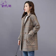 2019 spring and autumn new women's fashion slim versatile wool plaid short coat 2024 - buy cheap