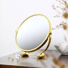 Простое круглое Золотое зеркало для макияжа, настольное зеркало для макияжа, для спальни, ванной комнаты, студии, косметическое зеркало для стола 2024 - купить недорого