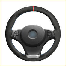 Cubierta de ante negro para volante de BMW, accesorio de marcador rojo para E83, X3, 2003, 2004, 2005, 2006, 2007, 2008, 2009, 2010, E53, X5, 2004-2006 2024 - compra barato
