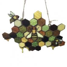 Hanging Pendant Honeycomb Pattern Bee Design Plexiglass Landscaping Hanging Suncatcher for Home 2024 - buy cheap