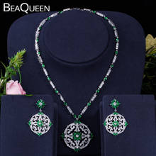 Beaqueen verde zircão cúbico feminino grande redondo gota brincos e colar conjunto de jóias para casamento nigeriano noite js046 2024 - compre barato