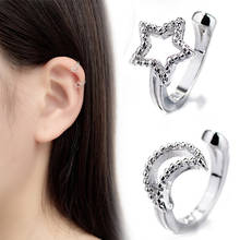 Korean New Fashion Crystal Moon Star No Ear Hole Earrings Creative Design Crescent Ear Clip Earrings for Women Femme Bijoux 2024 - buy cheap