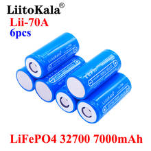 Liitokala-bateria recarregável lifepo4, 6 peças, tamanhos de 32700 células, 7000mah, 3.2v, com parte superior lisa, para lanterna, bateria 32700, 6500 2024 - compre barato