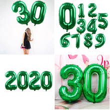 Globos de números de aluminio verde helio, decoración de feliz cumpleaños/aniversario/boda, suministros para fiestas, 32/40 pulgadas, nuevo 2024 - compra barato