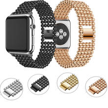 Correa de acero inoxidable para Apple Watch 5, banda de 40mm y 44mm para iwatch de 38mm/42mm, pulsera de Metal con 5 cuentas, estilo Apple watch 3 4 2 1 38 2024 - compra barato