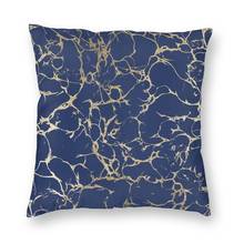 Fashion Chic Navy Blue Faux Gold Marble Pattern Pillow Cover Home Decorative 3D Double Side Print Cushion Cover for Sofa 2024 - buy cheap